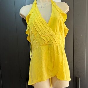 BCBGMaxAzria Yellow Halter Blouse